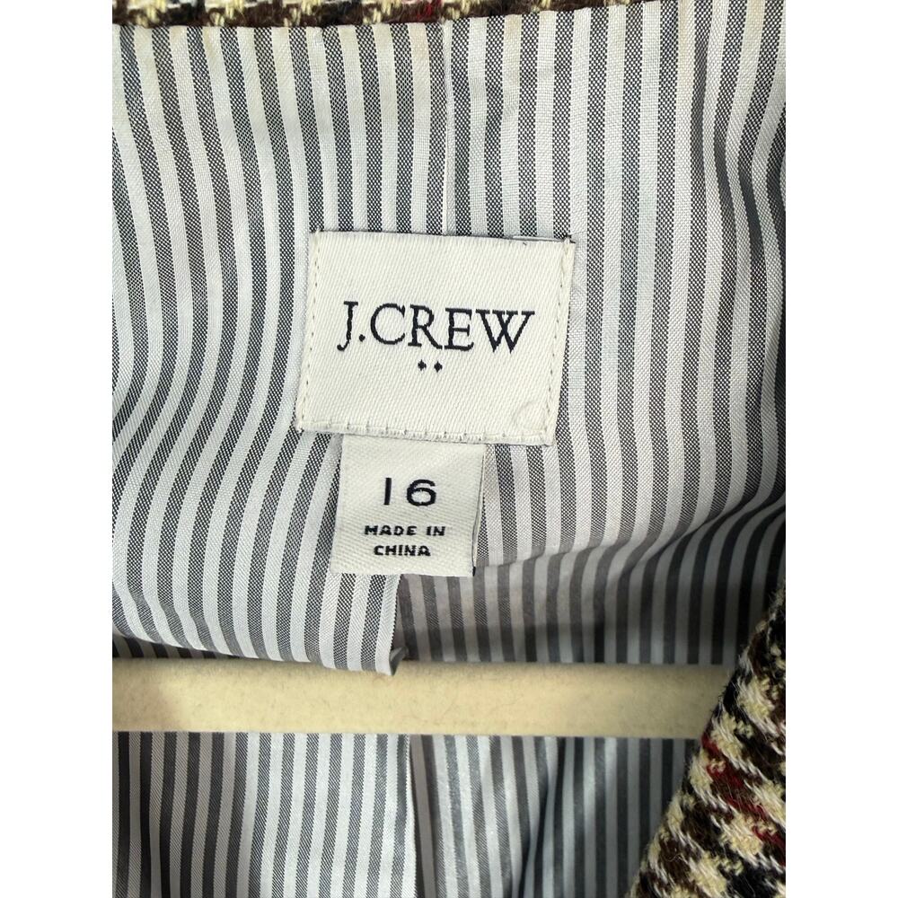 J.Crew Schoolboy Houndstooth Wool Blend Blazer Gold Buttons Size 16 Fall Winter - Picture 3 of 10
